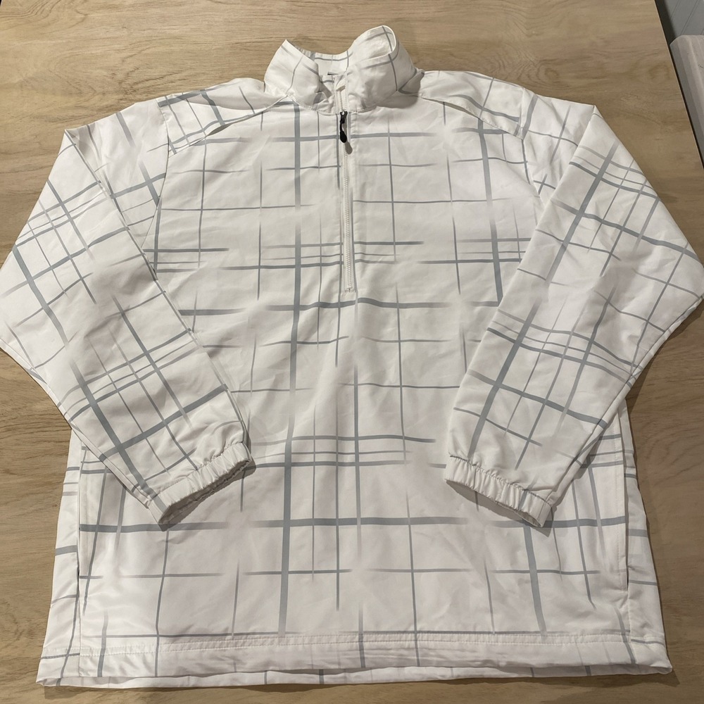 Nike Golf 1/4 Zip Windbreaker Men's Large White Long Sleeve Pull Over